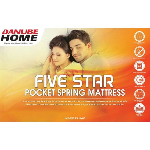 Five Star Pocket Spring & Gel Memory Foam Single Mattress - 90x190x35 cm - With 10-Year Warranty